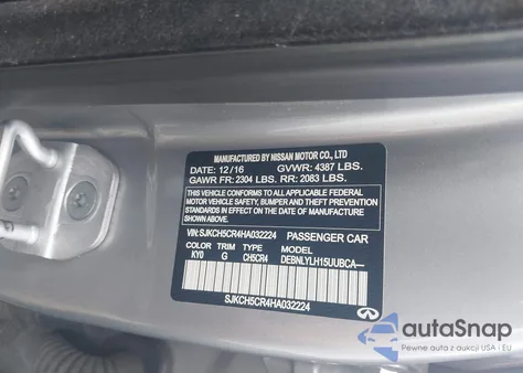 2017 Infiniti Qx30 Premium из США, поврежденный, VIN SJKCH5CR4HA032224